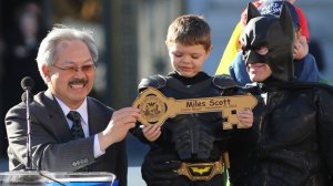 BatKid is given the keys to the city.