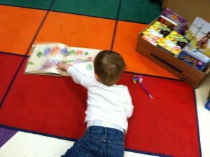 Just casually plopping down on the library floor.